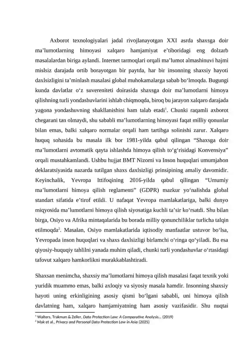 Xalqaro huquq doirasida shaxsga doir ma’lumotlarning himoyasini taminlashning qiyosiy-huquqiy tahlili 3
