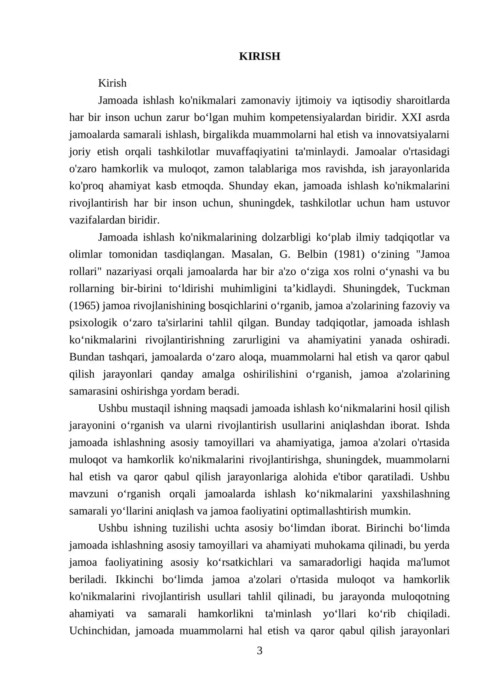 Jamoada ishlash ko'nikmalarini hosil qilish 3