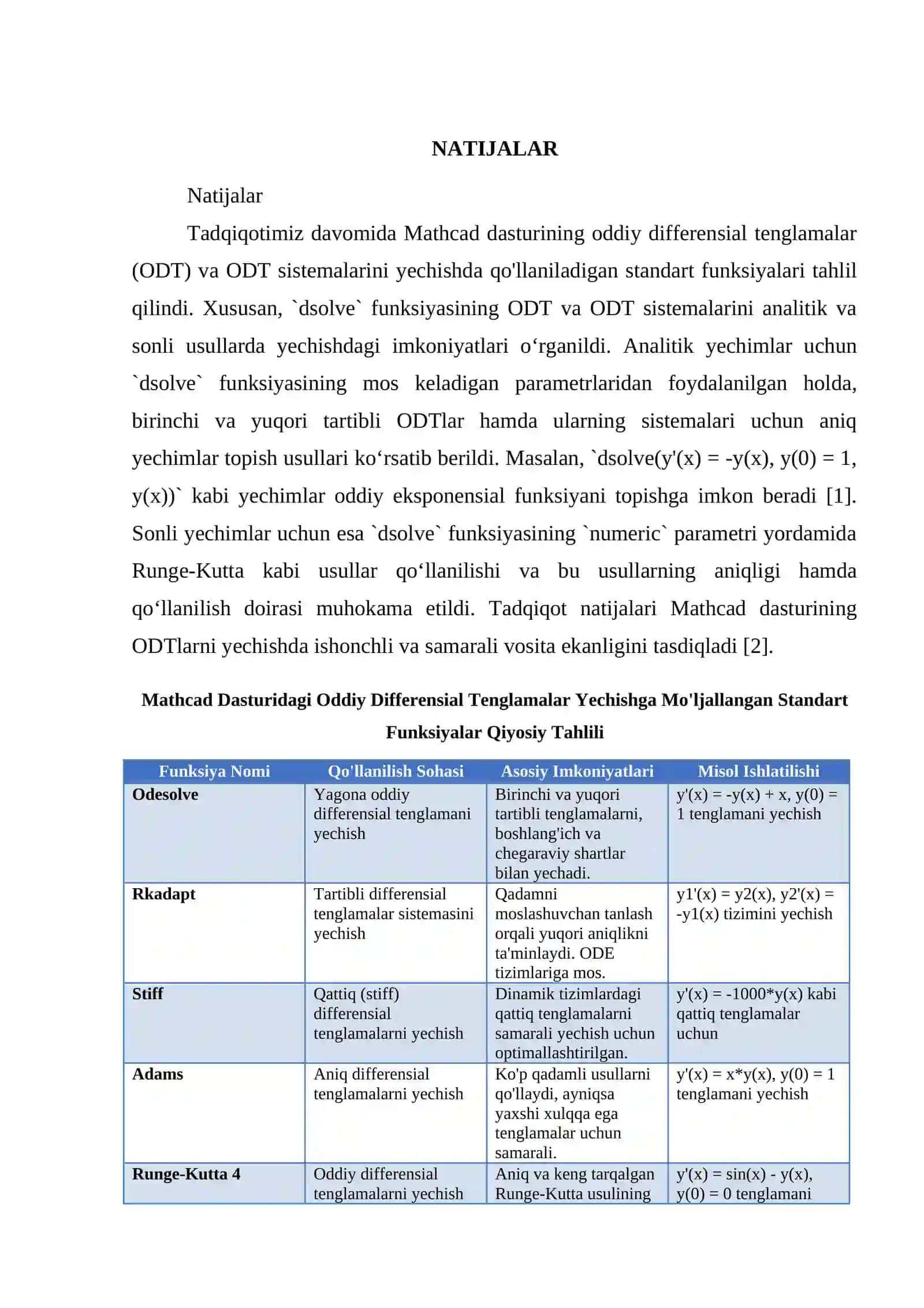 ODDIY DIFFERENSIAL TENGLAMA VA ODDIY DIFFERENSIAL TENGLAMALAR SISTEMASINI YECHISHGA MO‘LJALLANGAN MATHCAD DASTURI TARKIBIDAGI STANDART FUNKSIYALAR 3