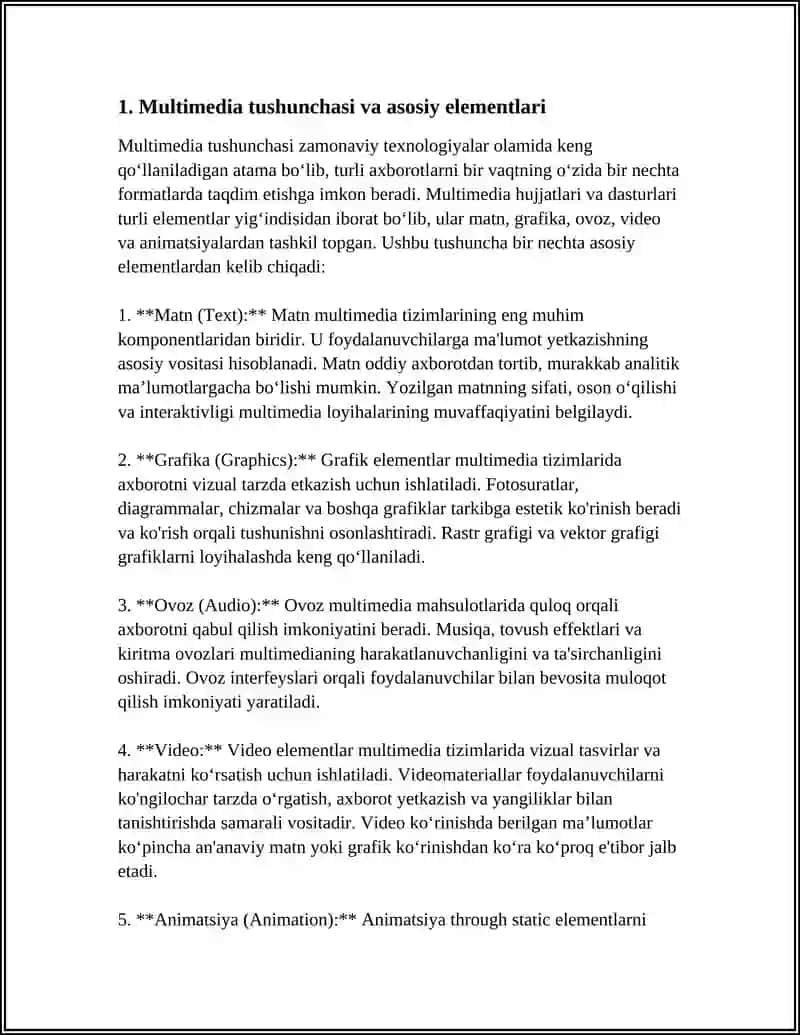 MULTIMEDIA VOSITALARI VA ULARNING AXBOROT TIZIMLARDA QO’LLANILISHI 3