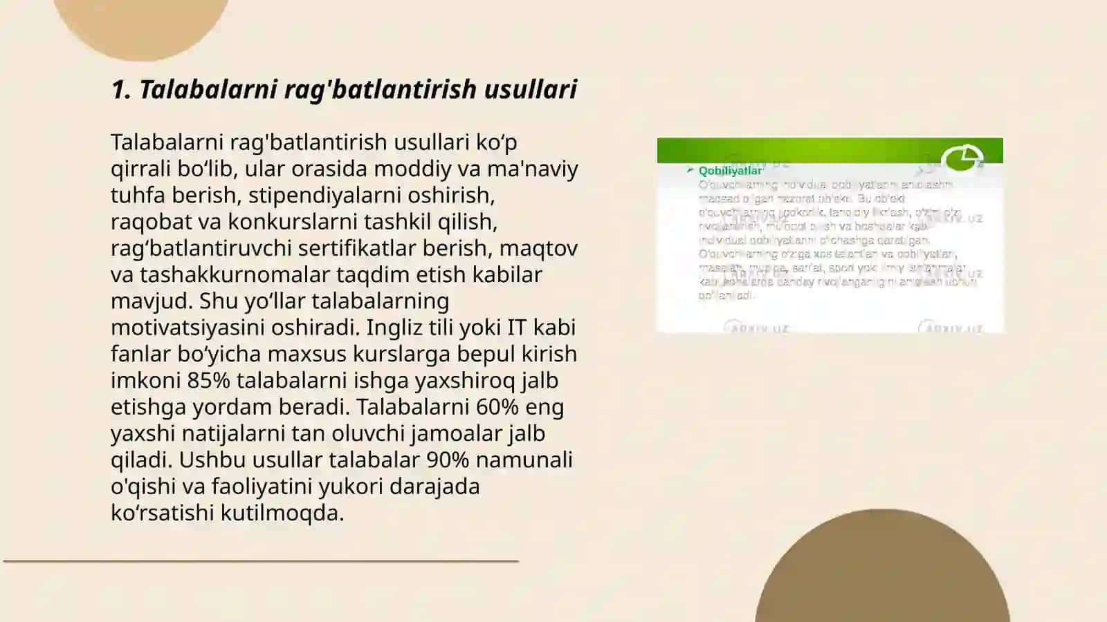 Talabalarni rag'batlantirish usullari 3