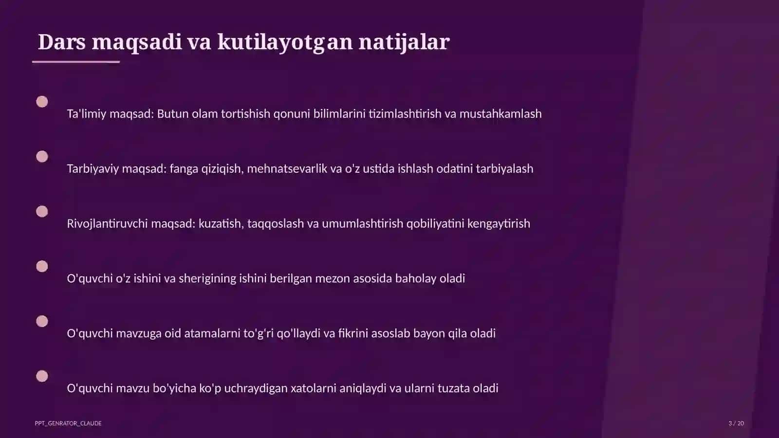 Butun olam tortishish qonuni (9-sinf) 3