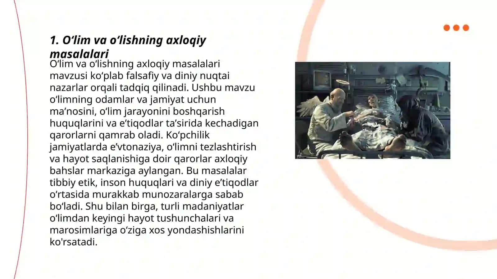 Oʻlim va oʻlishning axloqiy masalalari 3