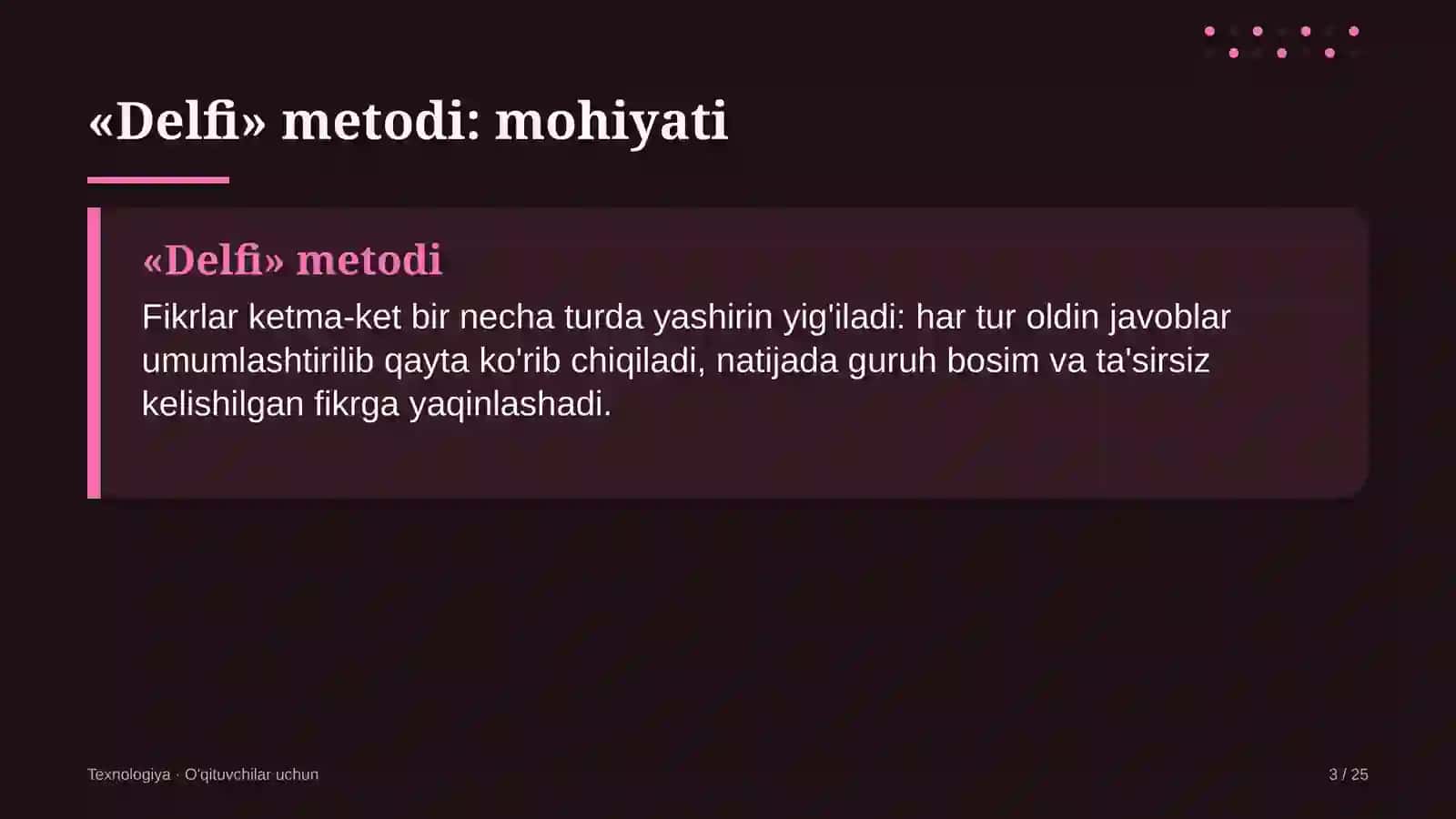 texnologiya darslarida delfi metodidan foydalanish 3008 3