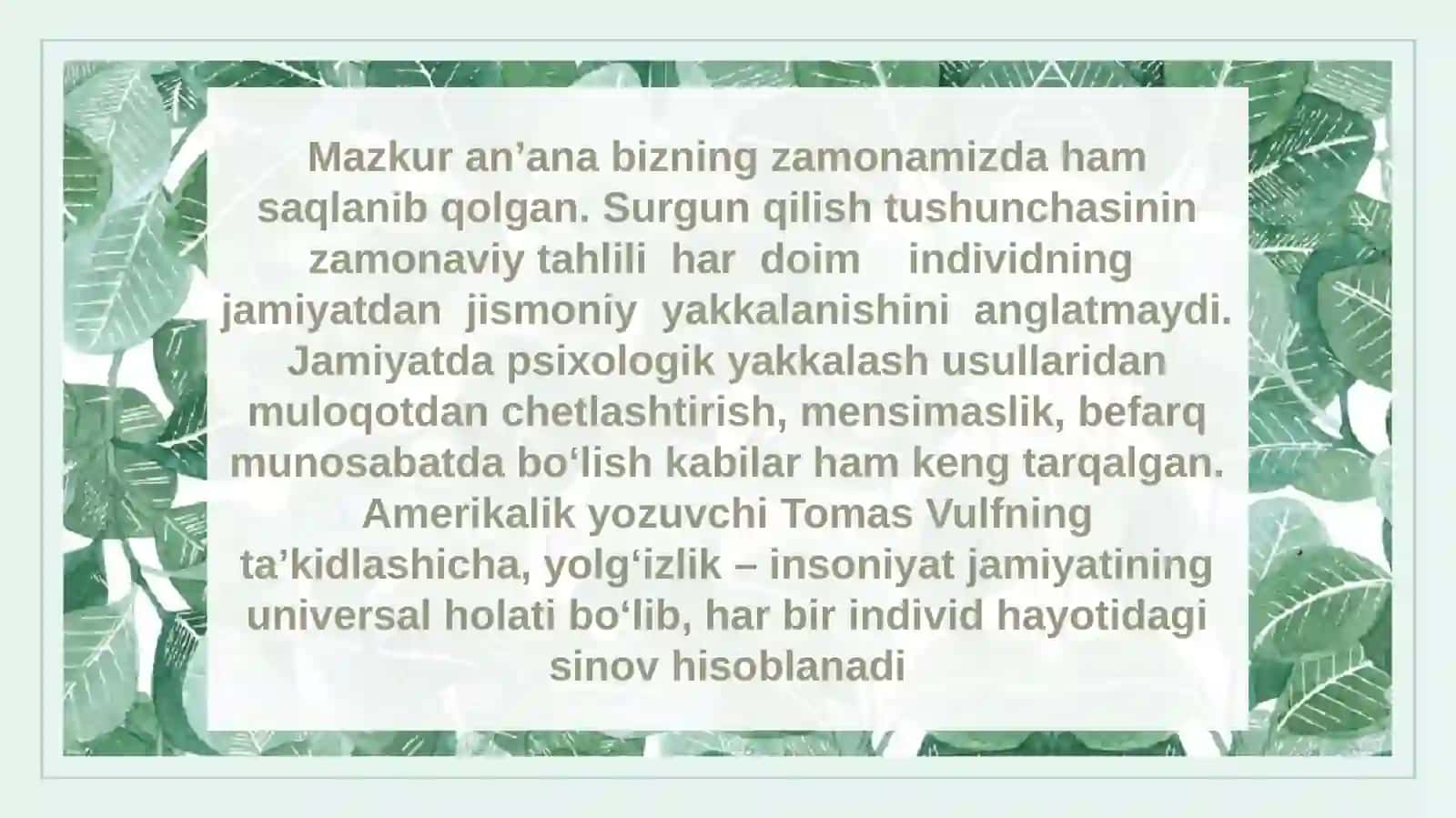 Yolg'izlik xissi kompleksi va uning o'ziga xos xususiyatlari 3