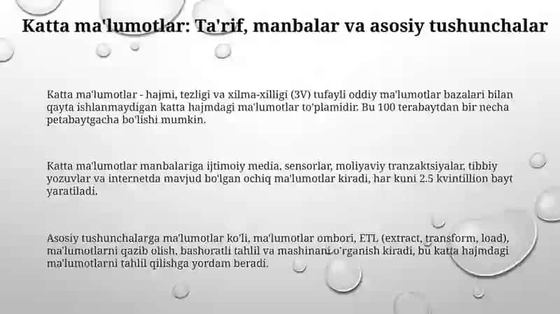 Katta ma'lumotlarni qayta ishlash texnologiyalari 3