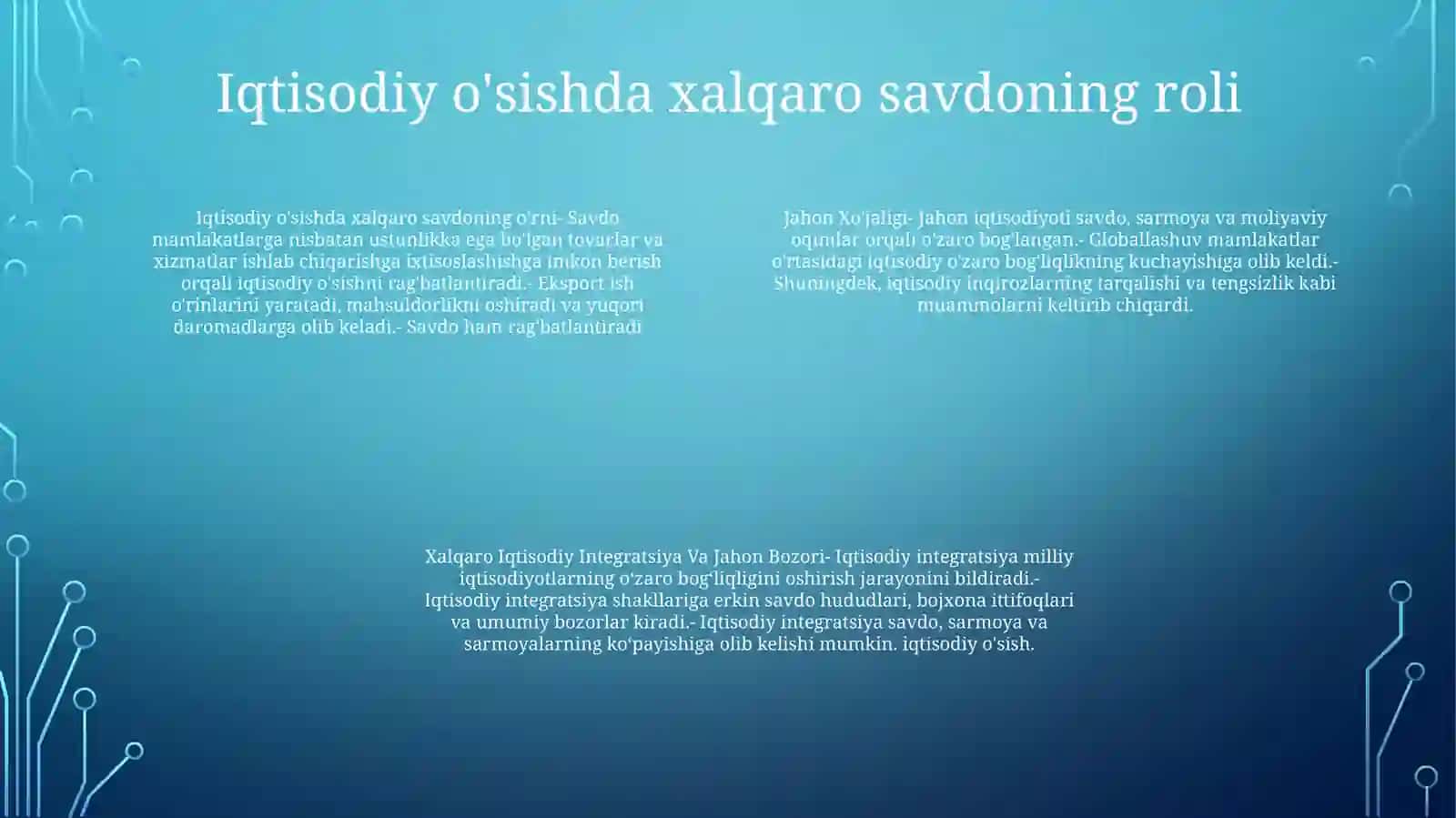 Jahon Xo'Jaligi,Xalqaro Iqtisodiy Integratsiya VaJahonBozori 3