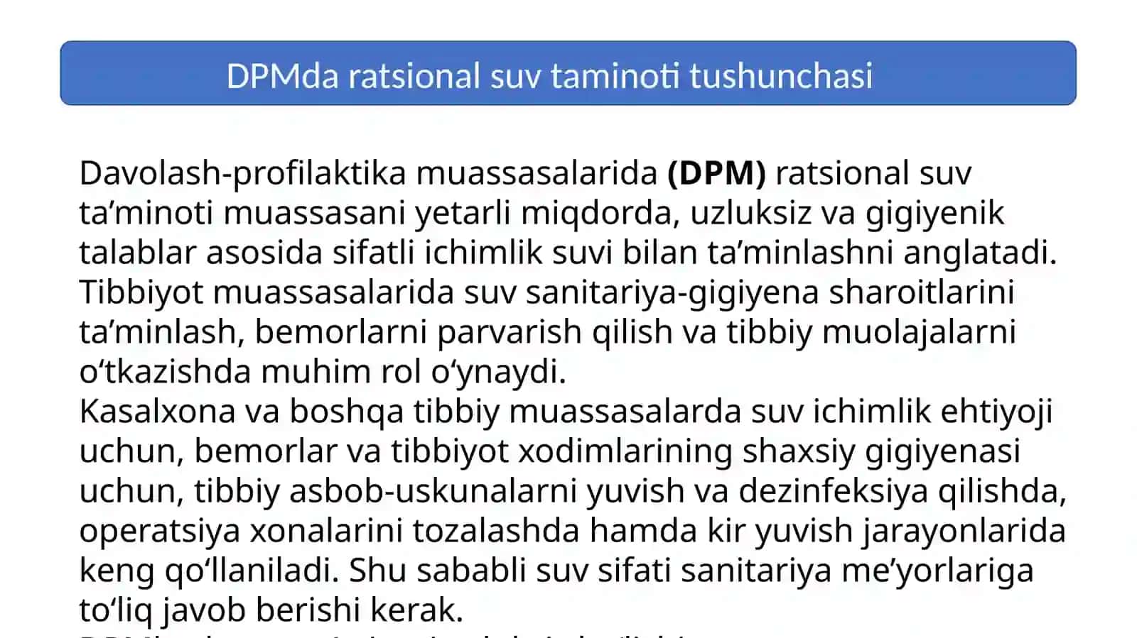 DPM daratsionalsuvtaminotining ahamiyati. Ichimlik suvi sifatini yaxshilashning zamonaviy usullari haqida tushuncha 3