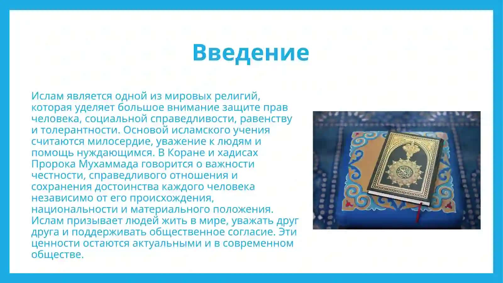 Защита прав человека социального равенства справедливостии толерантности в исламе 3