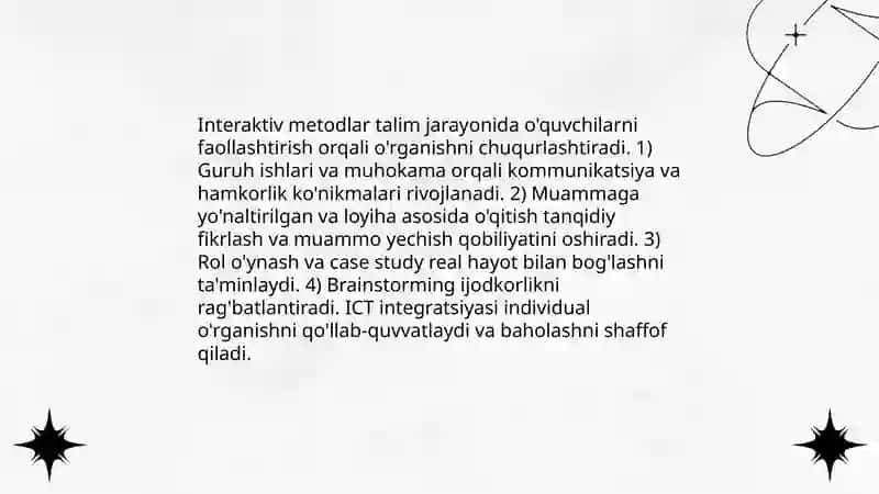 Hozirgi talim jarayonida qoʻllanilayotgan metod va texnalogiyalarni mohiyati 3