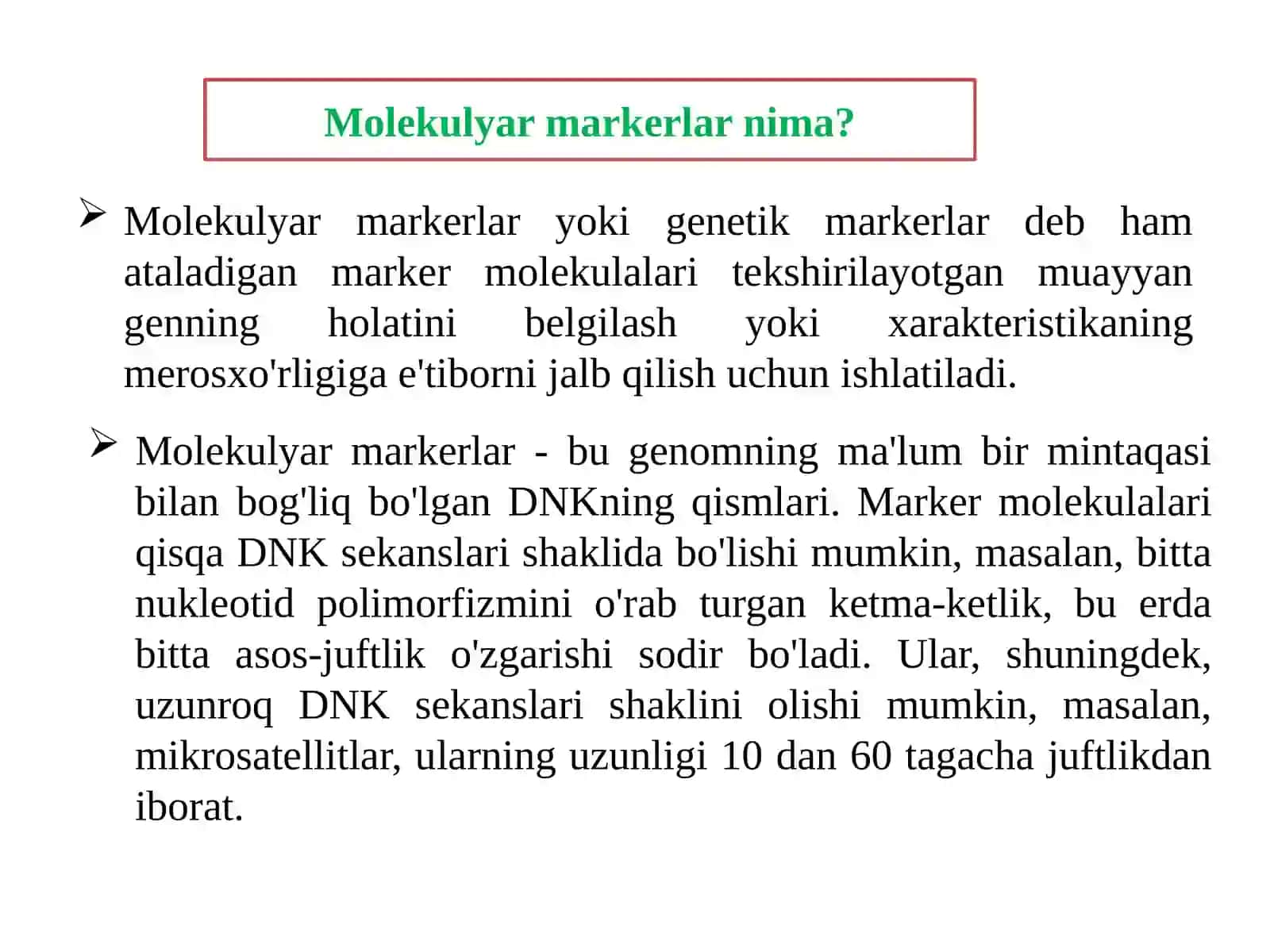 MOLEKULYAR MARKERLAR 3