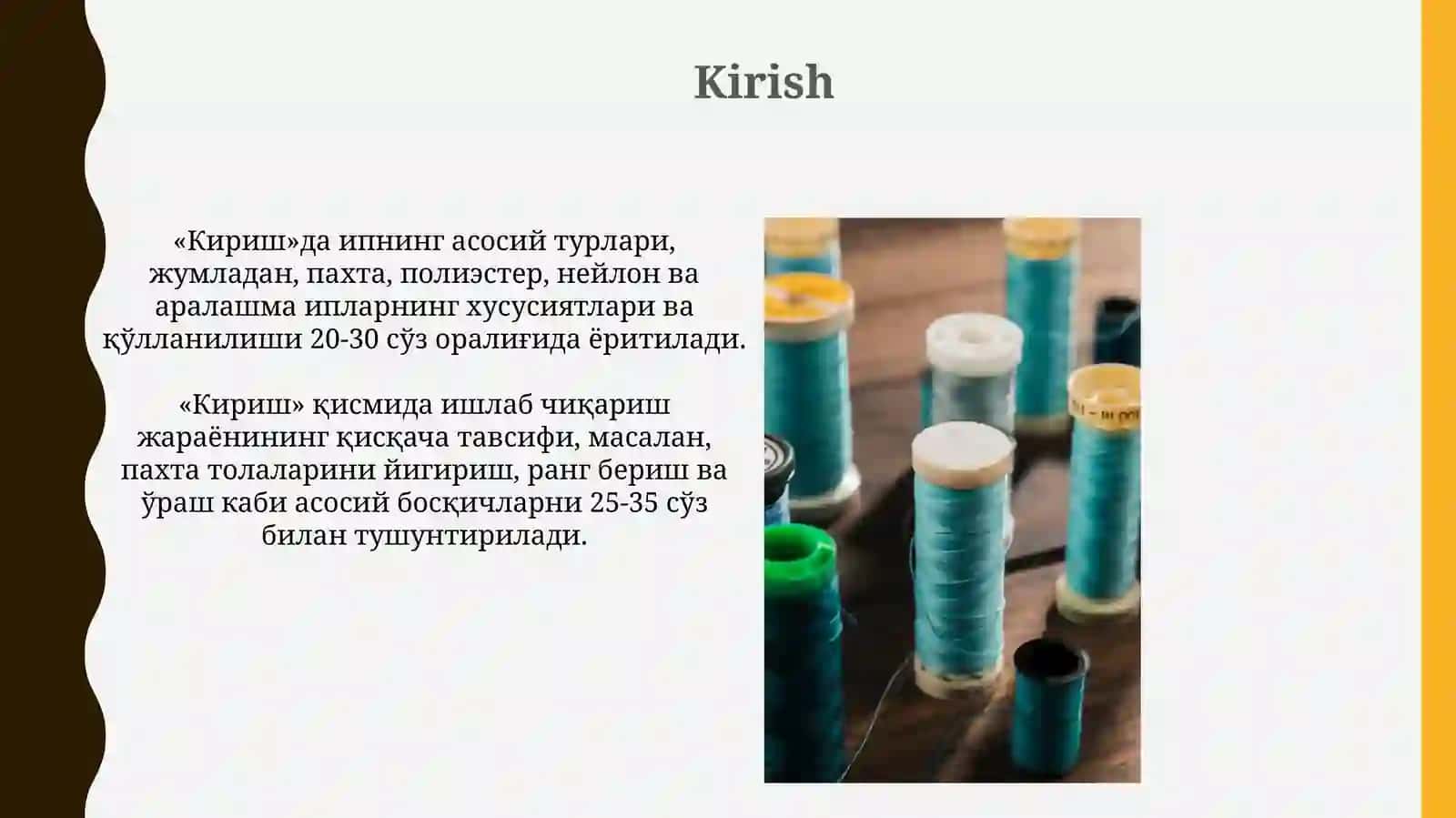 Tikuv iplarni ishlab chiqarish usullari 3