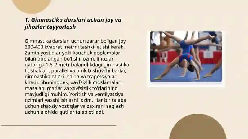 Gimnastika darslarini tashkil qilish va o'tkazish 3