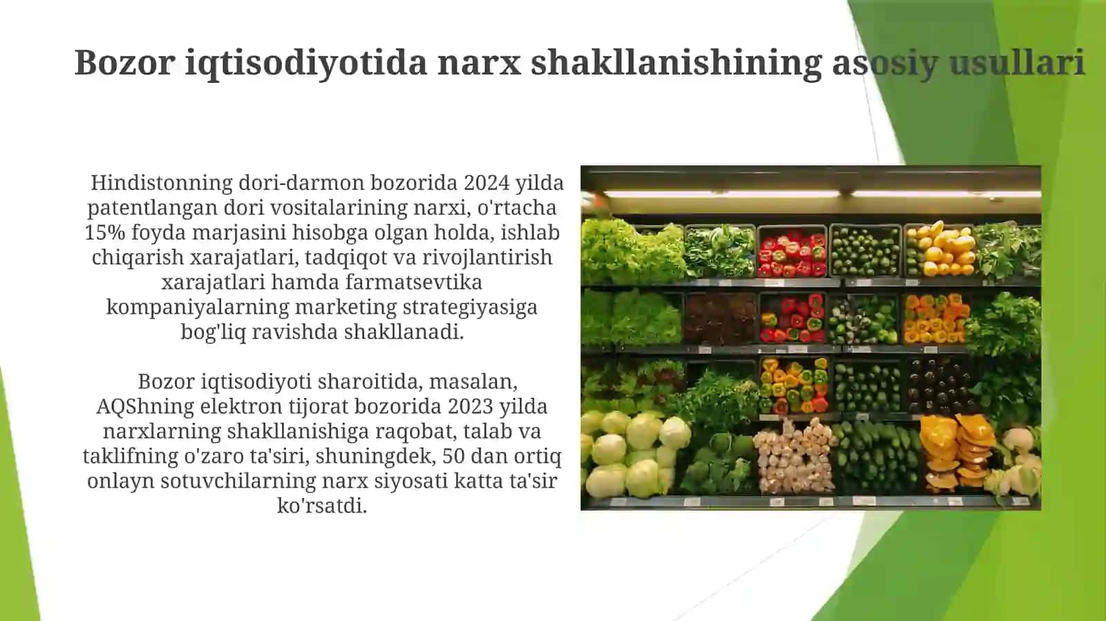 Bozor iqtisodiyotidan narx shakllantirish usullari 3