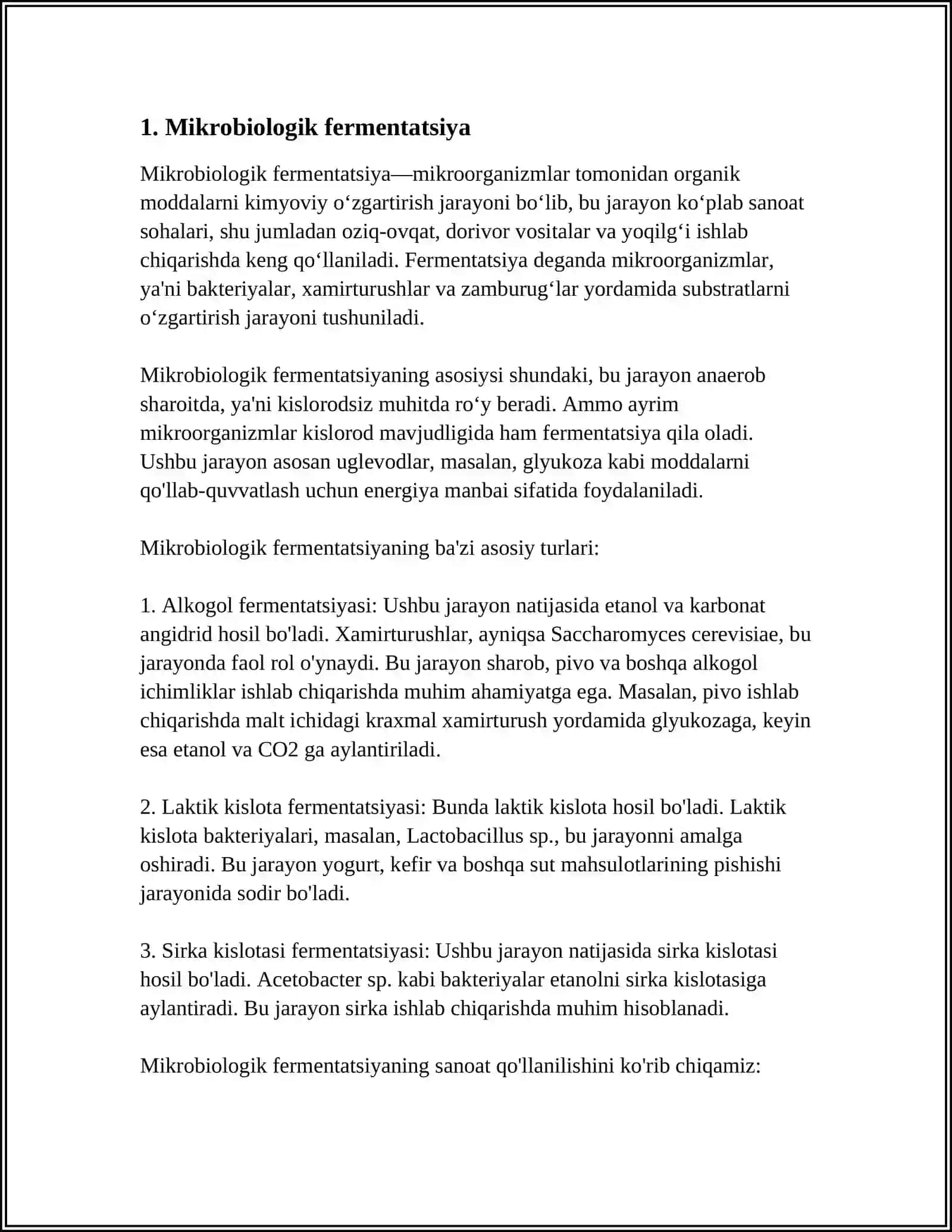 MIKROORGANIZMLARNI BITEXNOLOGIYADA QOʻLLANILISHI 3