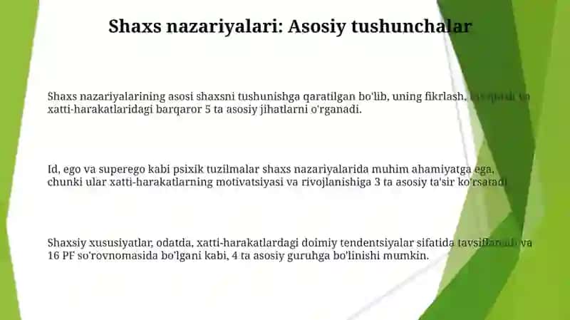 Chet el psixologiyasida shaxs nazariyalari 3
