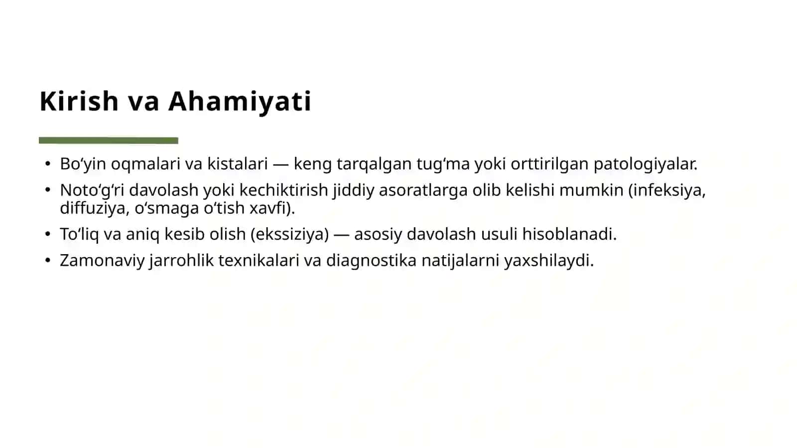 Bo‘yining o‘rta, yon oqmalari va kistalar 3