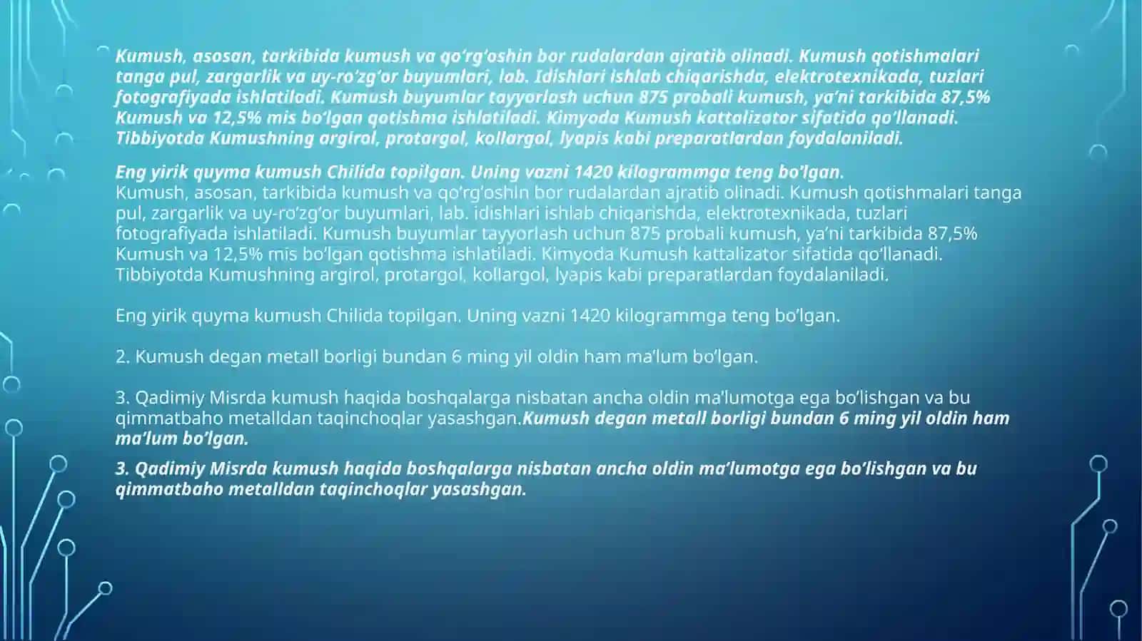 Oltin va kumush Asosiy birikmalari va ishlatilish sohalari 3