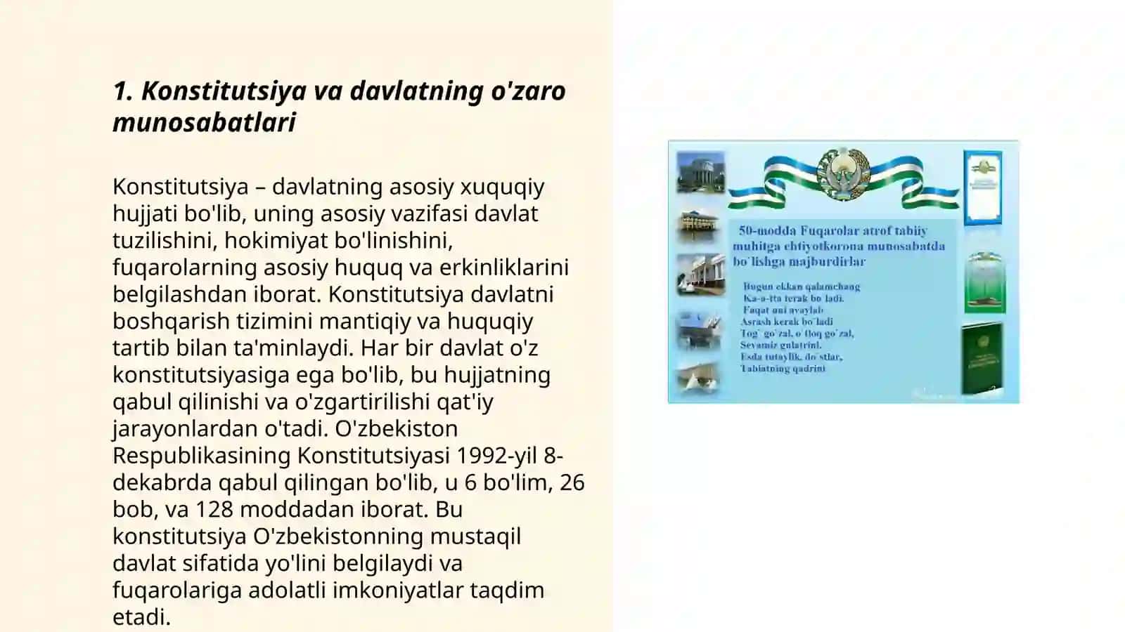 Konstitutsiya va davlat, konstitutsiyaning printsiplari va xususiyatlari, konstitutsiyalarning turlari 3