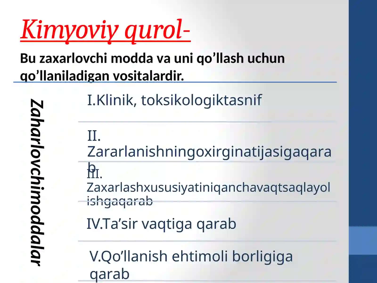 Kimyoviy zаrаrlаnishо’chоg’I. KIMYOVIY VAZIYATNI BAHOLASH 3
