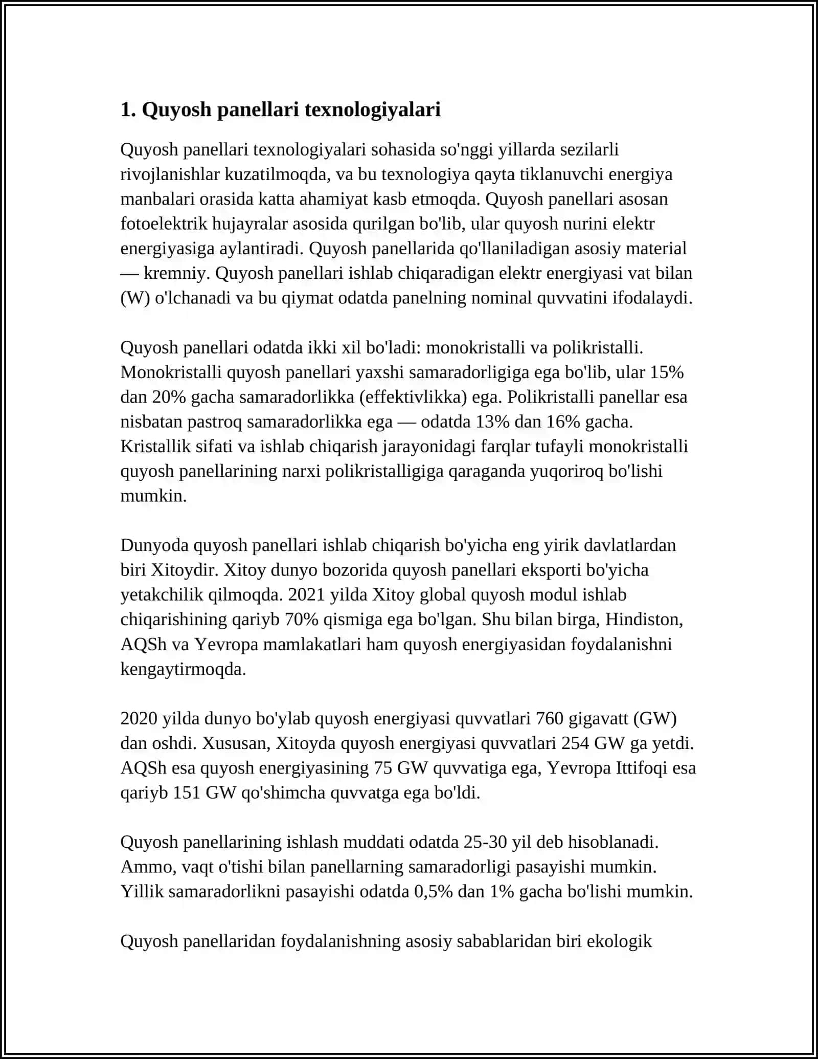 Quyosh panellari texnologiyalari 3