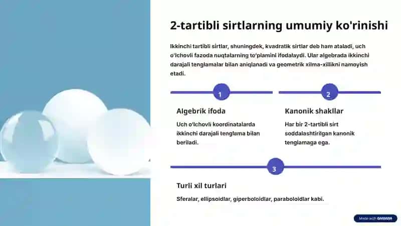 Aylanish sirtlari va 2-tartibli sirtlarga doir mashqlar 3