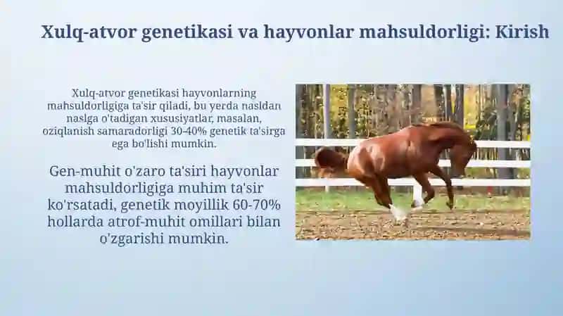Xulq atvor genetikasi va uning hayvonlar mahsuldorligi bilan bog'liqligi 3