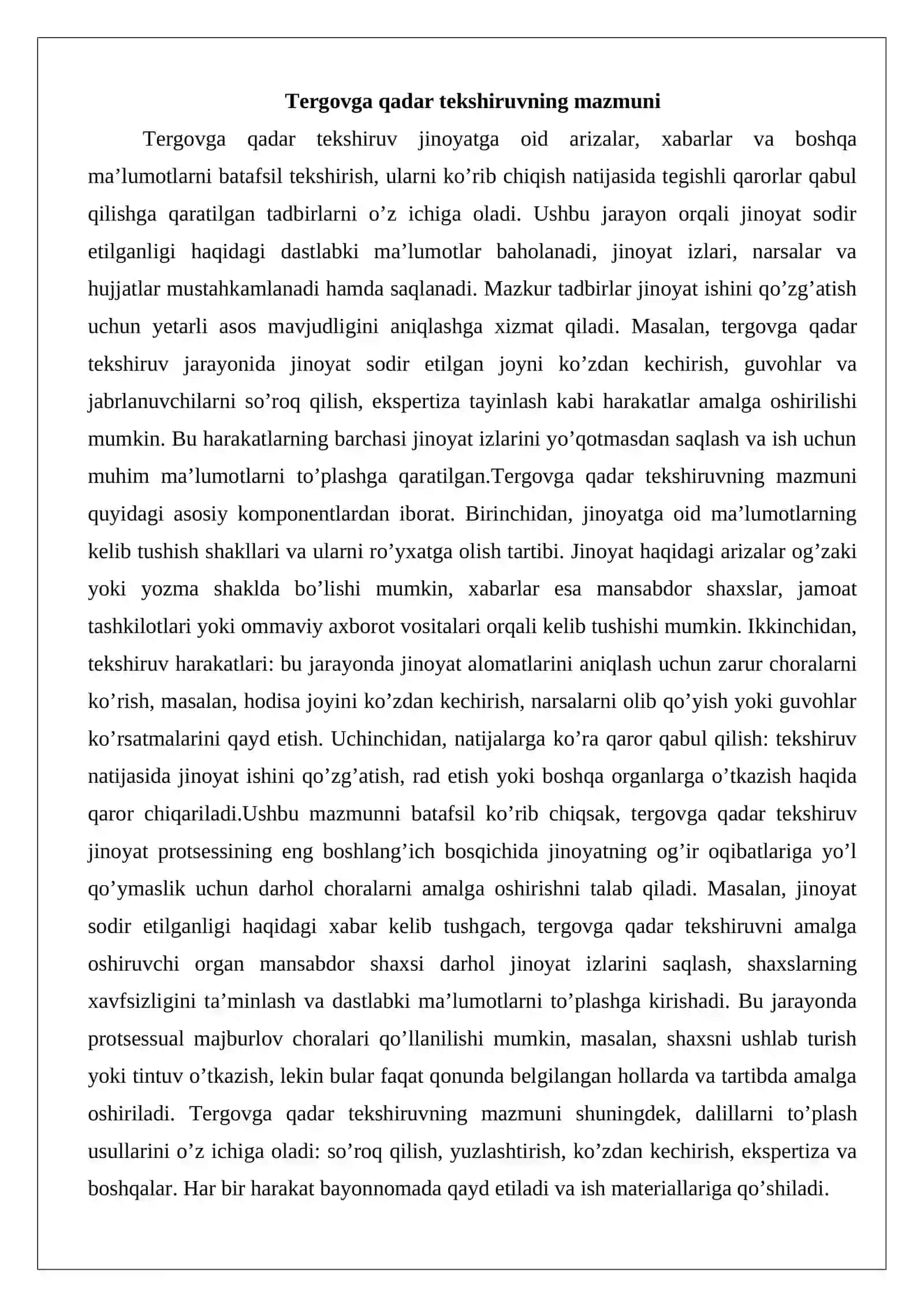 Tergovga qadar tekshiruv organlari tushunchasi va turlari 3