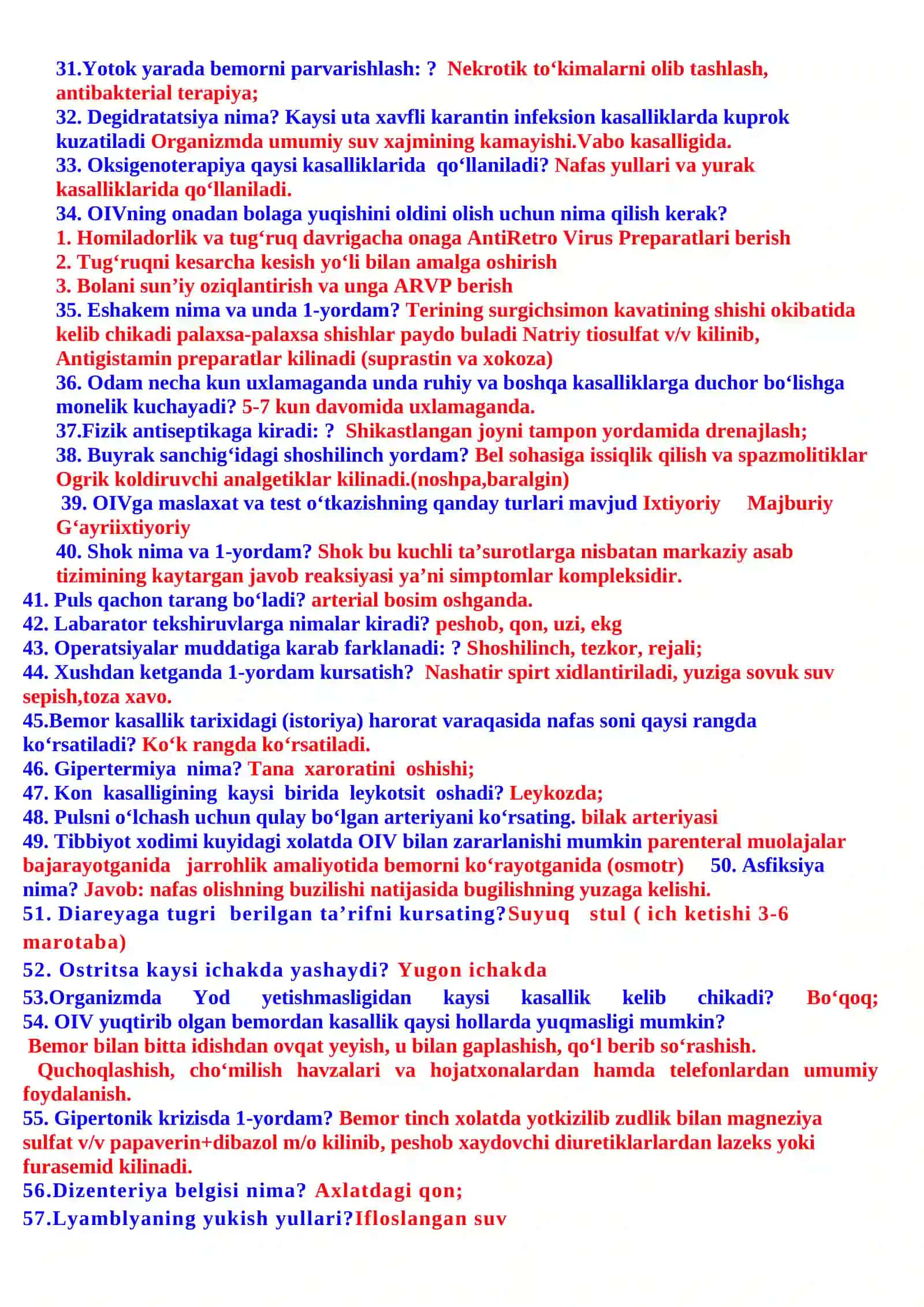 HAMShIRALIK ISHI MUTAXASSISLIGI BO‘YIChA SAVOLLARGA JAVOBLARI 2026 YIL TUSHAYOTGAN SAVOLLAR 3