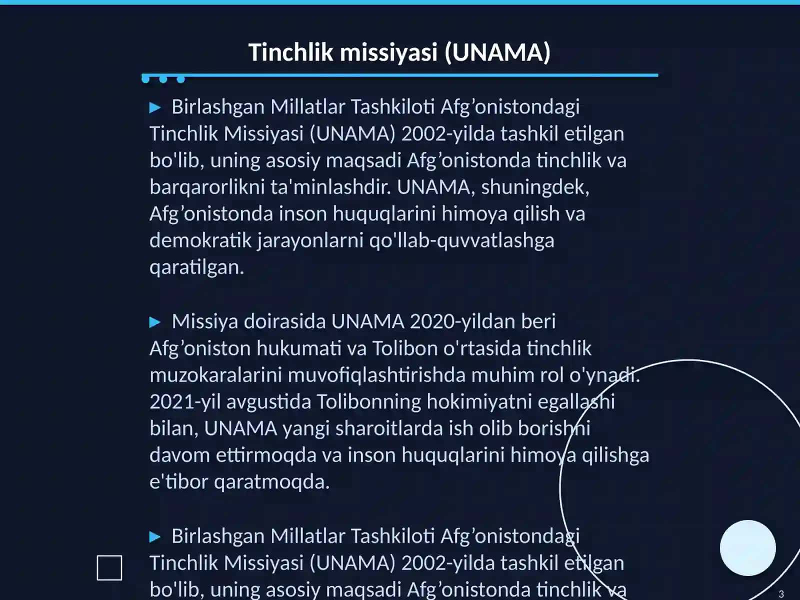 Tinchlik missiyasi (UNAMA) 3