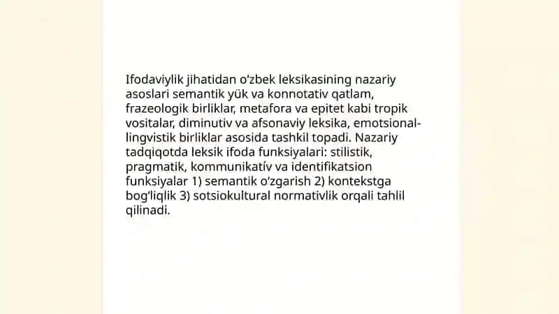 Ifodaviylik jihatdan o'zbek tili leksikasi 3