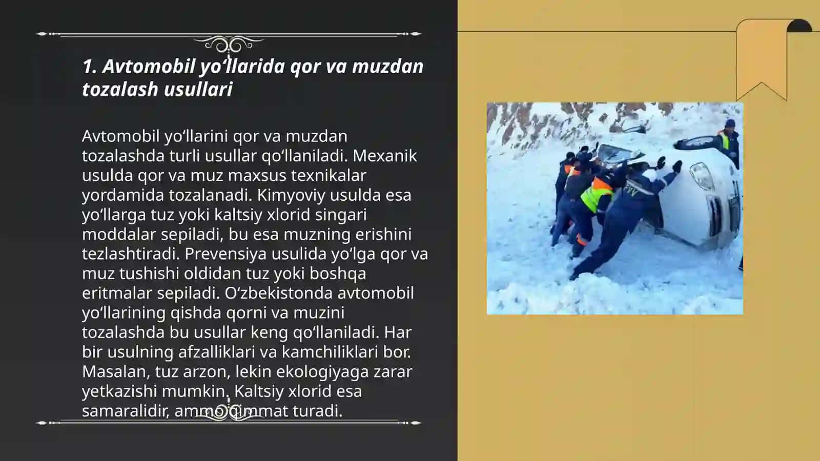Avtomobil yoʻllarini qishgi mavsumda saqlashga qoʻyiladigan talablar 3