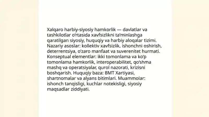 Xalqaro harbiy-siyosiy hamkorlik 3