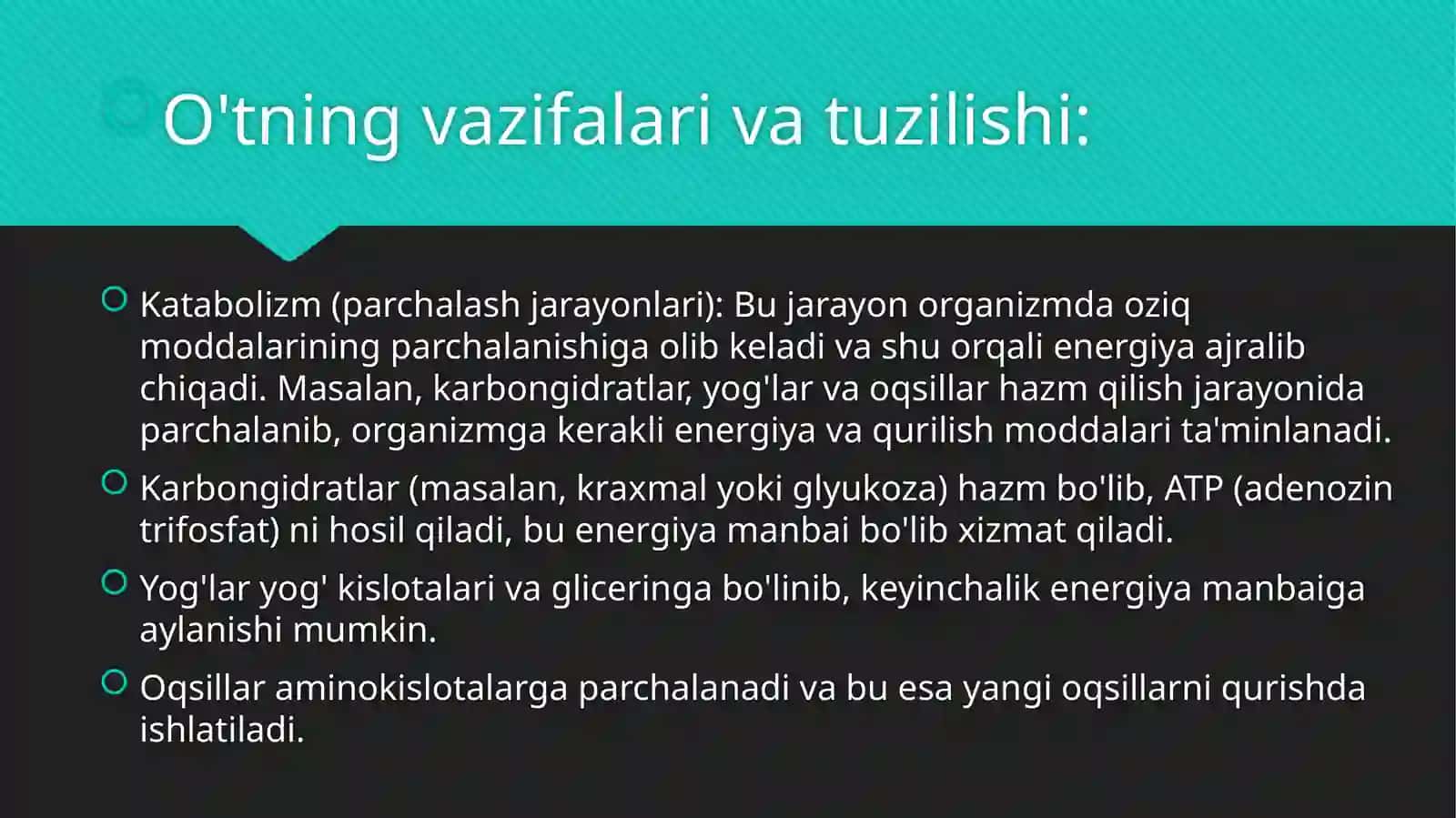 O’tning hazm jarayonida ishtiroki 3