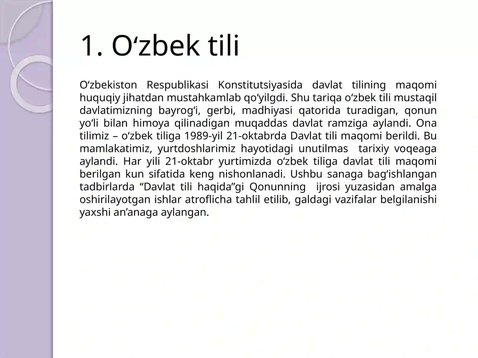 Prezentatsiya: Ozbek tili - davlat tili 3