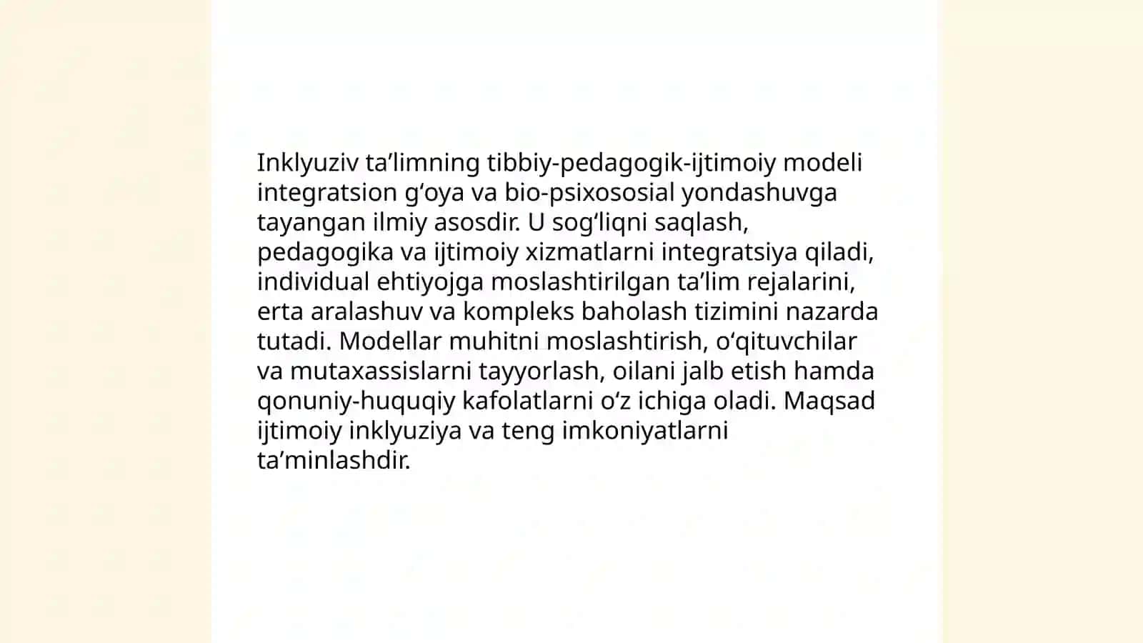 Inklyuziv taʼlimning tibbiy- pedagogik - ijtimoiy modeli 3