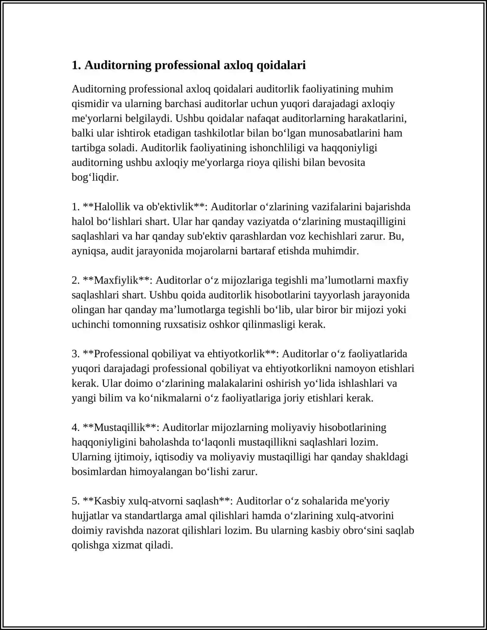 Auditorlik hisobiga moliyaviy axloqiy talablar 3