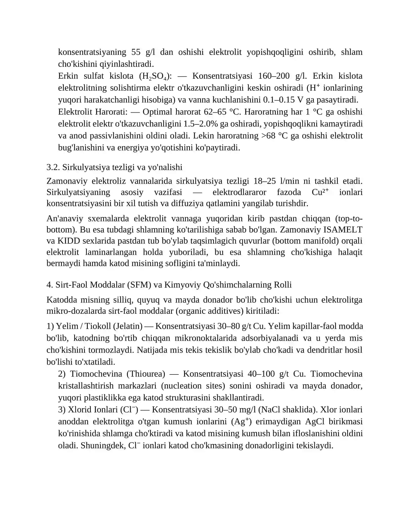 Mis elektrolizi ko‘rsatkichlari 3