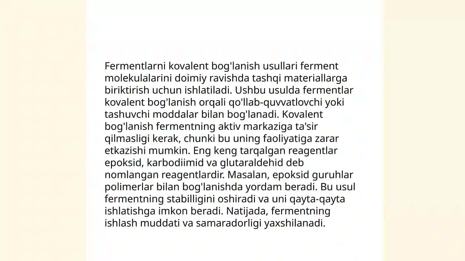 Fermentlarni kovalent immobilizatsiyasi 3