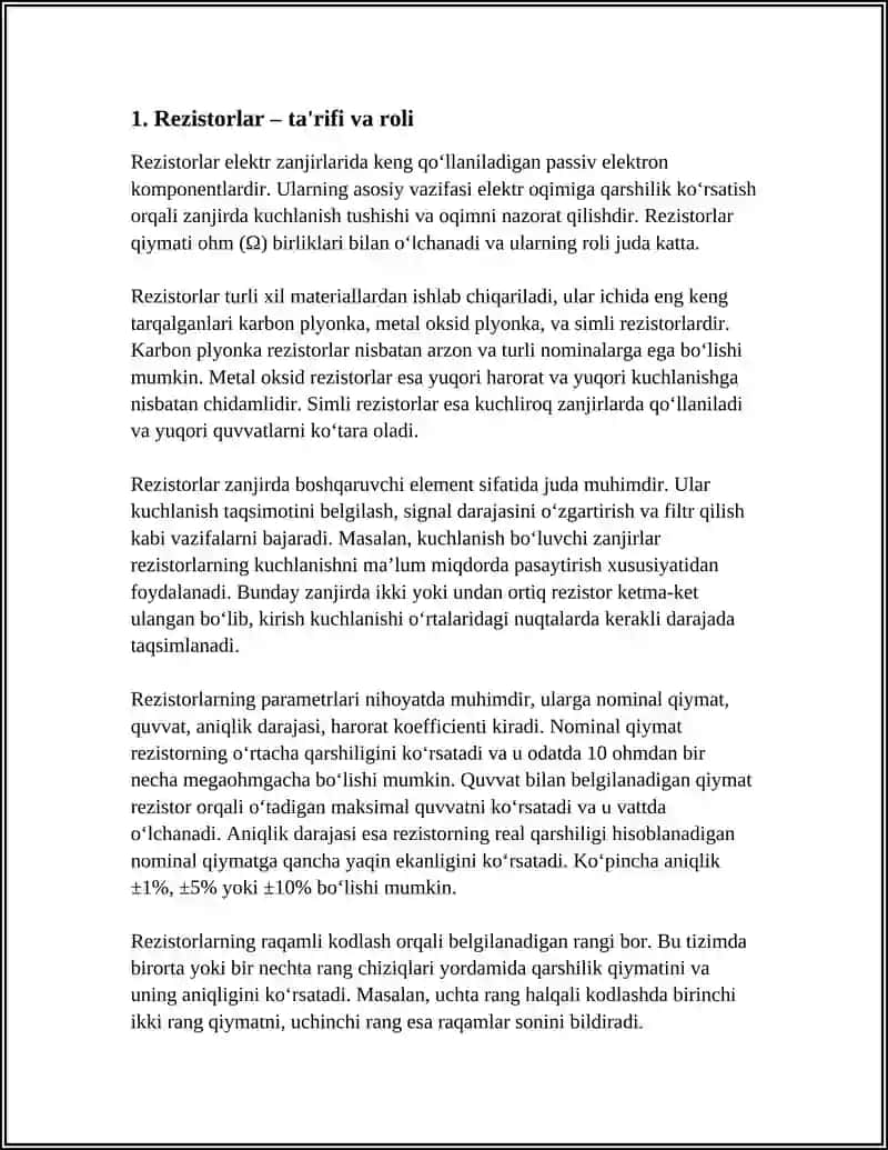 ELEKTR QARSHILIK REZISTORLAR 3