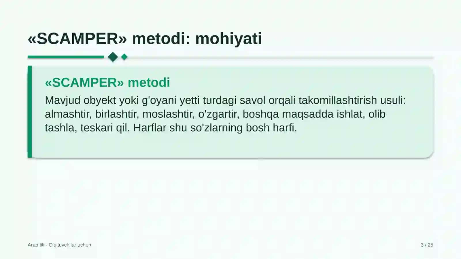 arab tili darslarida scamper metodidan foydalanish 3763 3