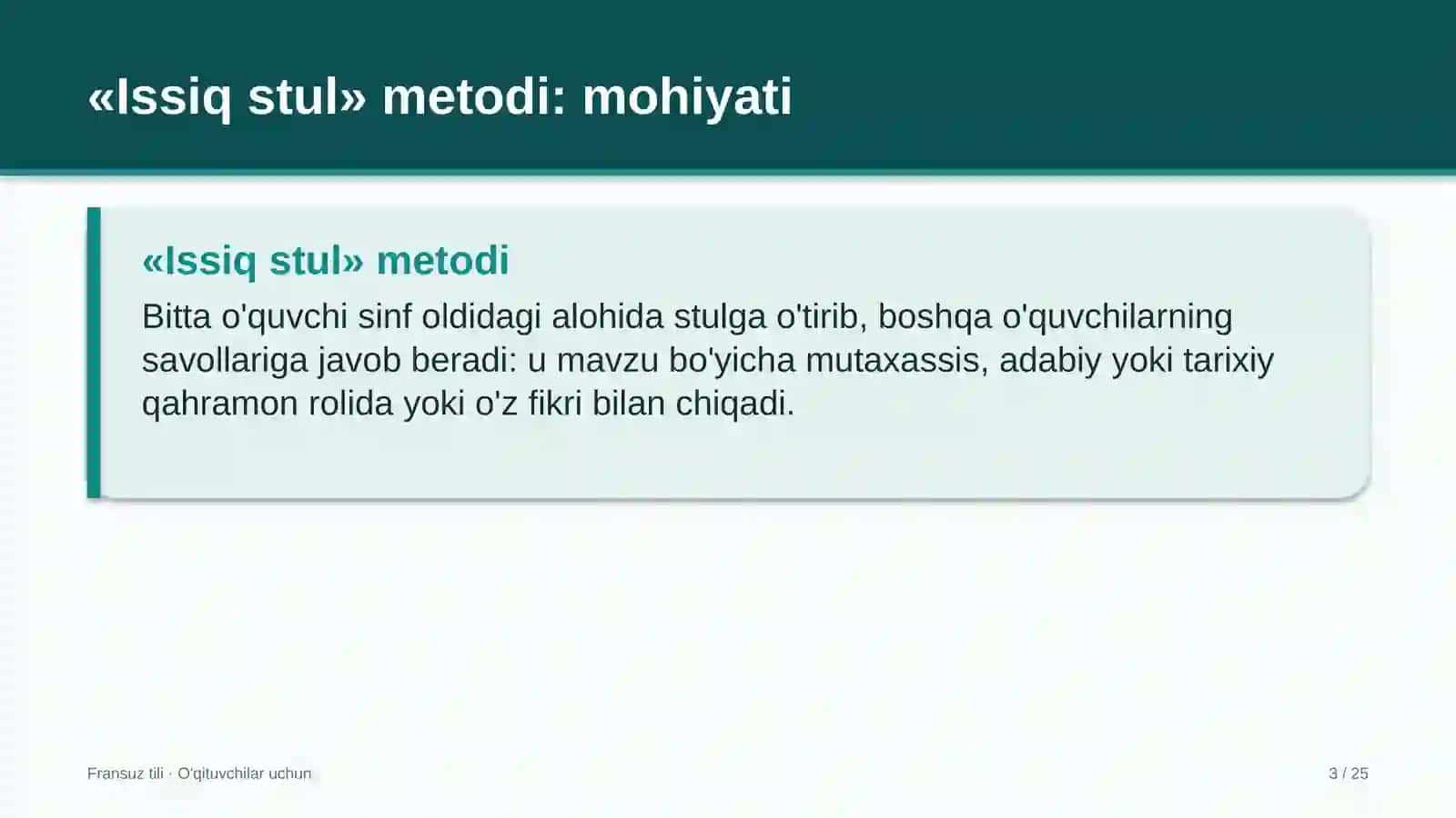 fransuz tili darslarida issiq stul metodidan foydalanish 6941 3