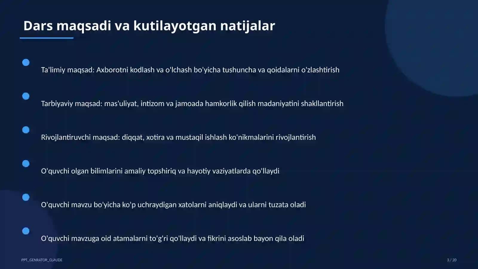 Axborotni kodlash va o'lchash (7-sinf) 3