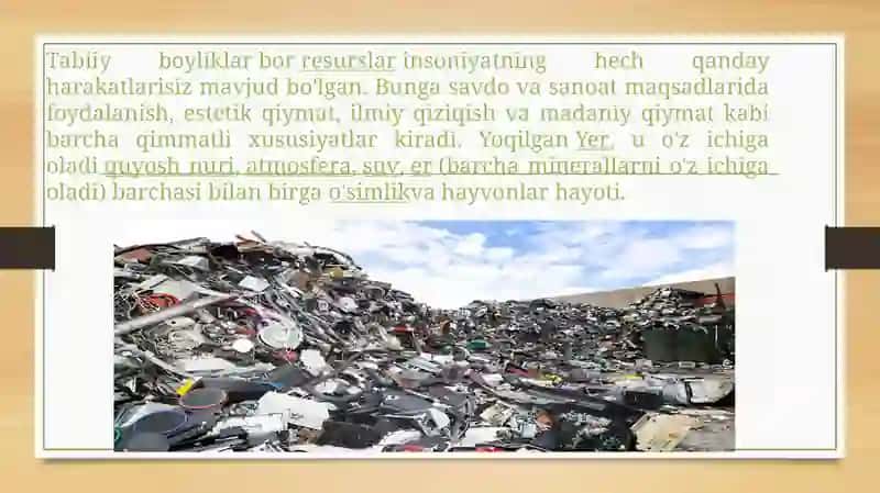 Qayta tiklanadigan manbalar: minerallar, qog’oz, idishlar va elektron chiqindilar 3