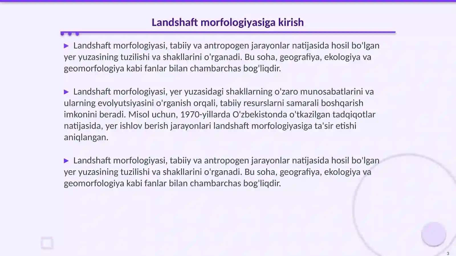 Landshaftning morfologik qismlari 3