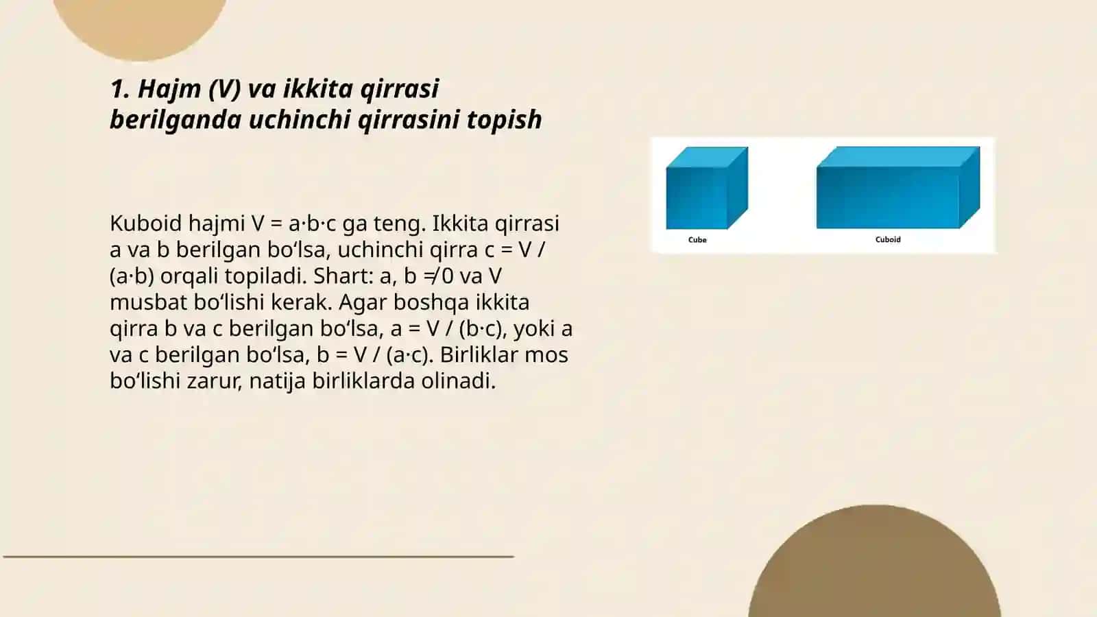 Kuboidning qirralarini topish 3