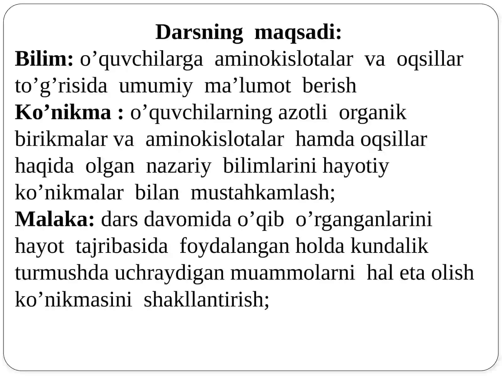 Azotli organik birikmalar. Aminokislotlar va oqsillar 3