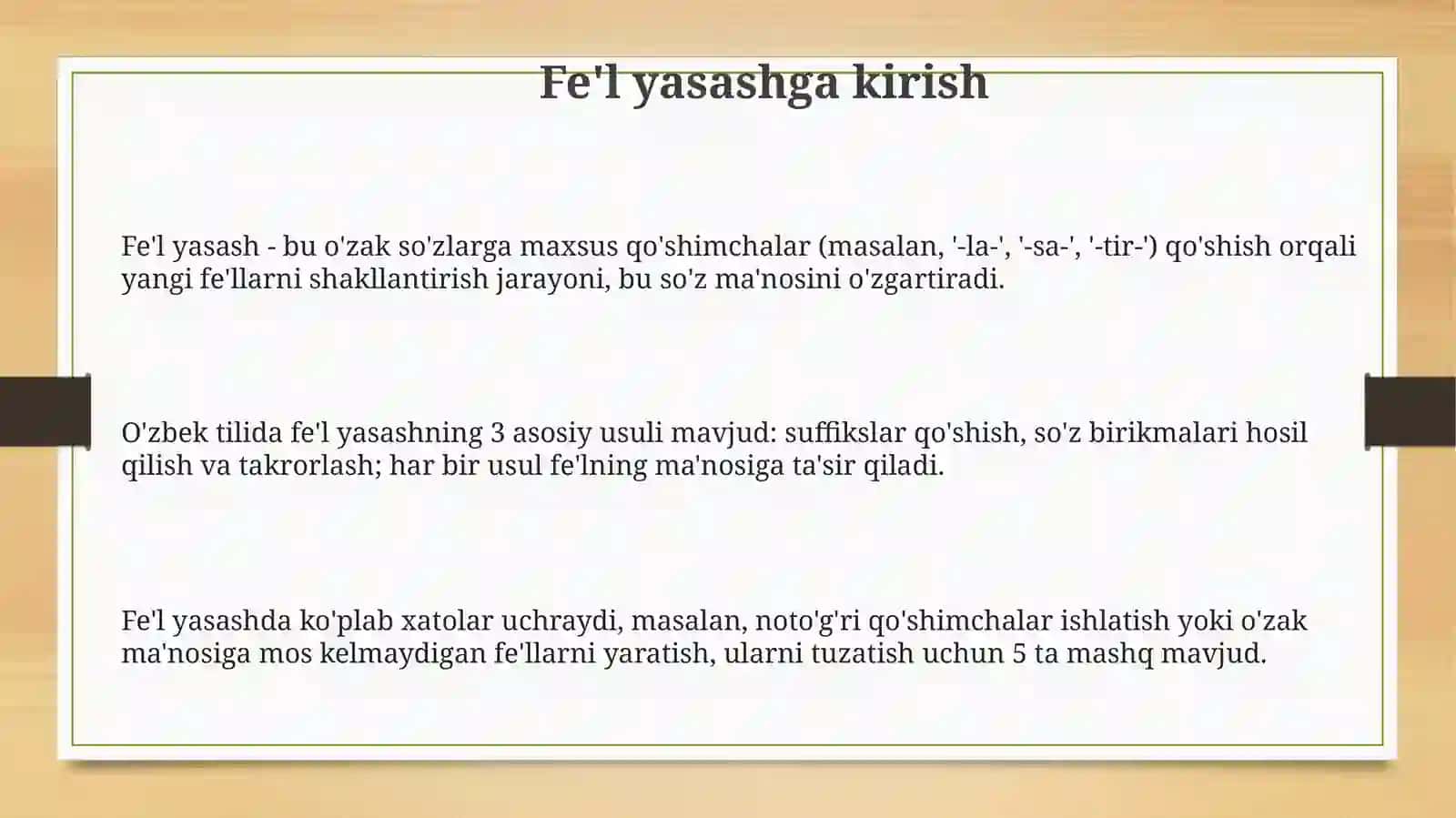 Fe’l yasash: usullari, qoidalari va qo'shimchalari 3