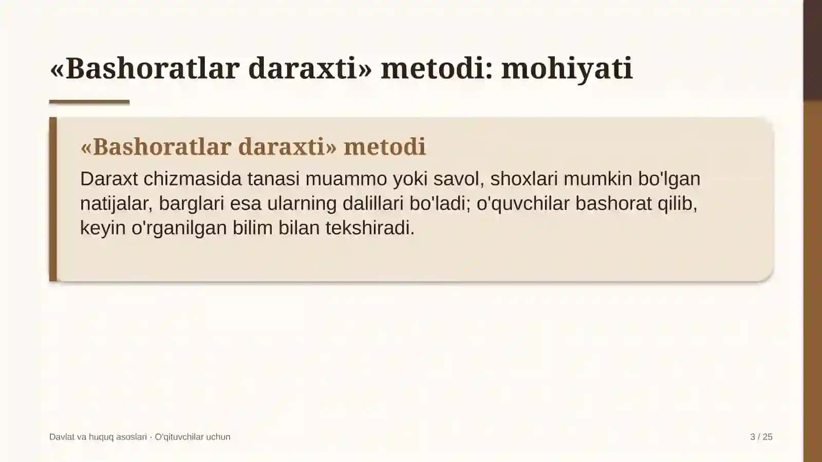 davlat va huquq asoslari darslarida bashoratlar daraxti metodidan foydalanish 7810 3