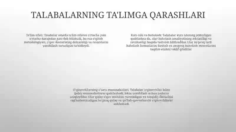 Oliy OʻQuv Yurtlari Talabalar Va OʻQituvchilar Nigohida 3